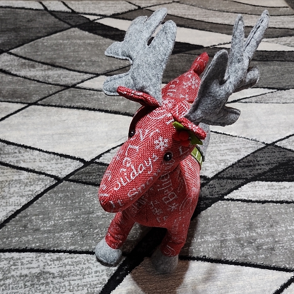 DECORTIVE STANDING PLUSH BELIIEVE CHRISTMAS RAINDEER DISPLAY DECOR